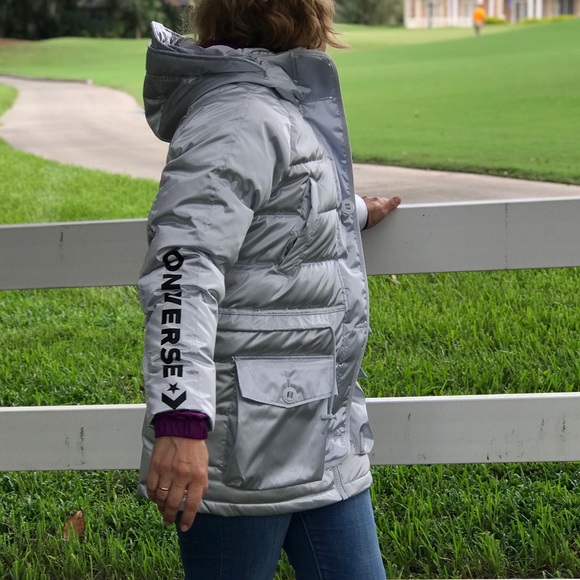 Converse Iridescent Sideline Down Jacket Silver - Picture 6 of 8